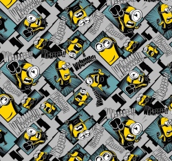 Teplákovina počesaná potisk mimoni na šedé 