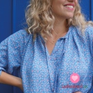 Viskóza potisk ornamenty na oceánově modré 