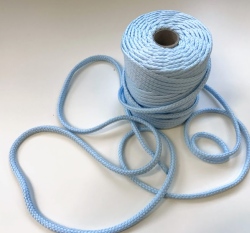 Šňůra kulatá oděvní PES 7 mm bleděmodrá