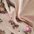 Teplákovina potisk drobné puntíčky na růžové