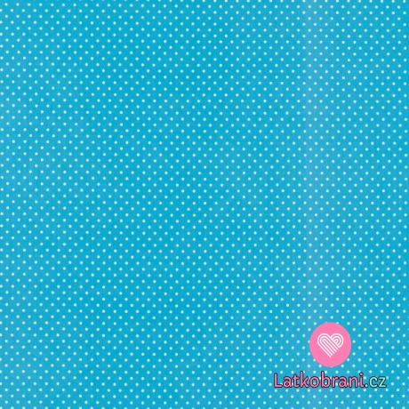 Úplet potisk malé bílé puntíky na modré