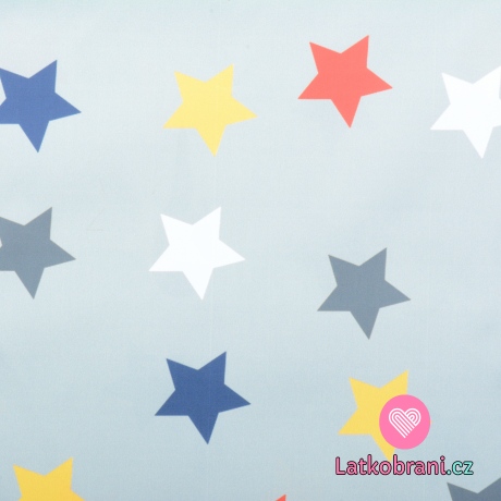 Šusťák barevné hvězdy na šedém podkladu