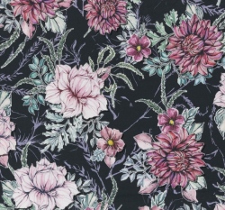 Úplet potisk květinové zákoutí na antracitové