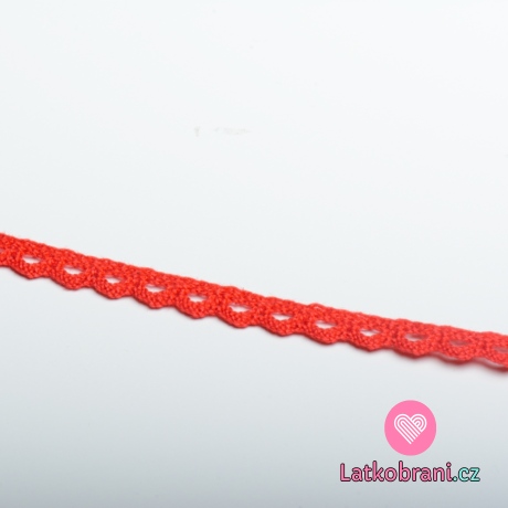 Krajka paličkovaná 8 mm červená