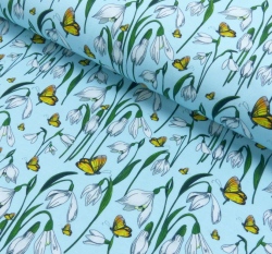 Úplet potisk sněženky na modré