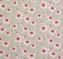 Úplet potisk jabloňový květ na světle šedé, BIO