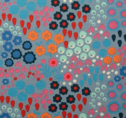 Úplet potisk abstraktní rozkvetlá zahrada na fialovo-modré