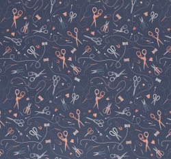 Bavlněné plátno šicí pomůcky na modré