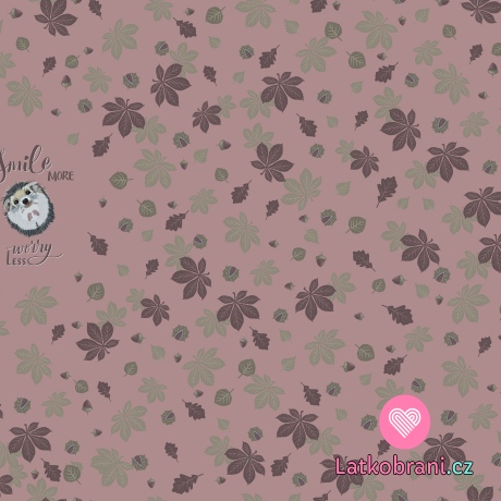 Panel úplet potisk ježek mezi podzimním listím na růžové