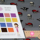 Teplákovina počesaná potisk pirátské lebky  na šedé 