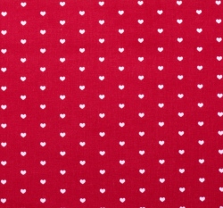 Bavlněné plátno drobná bílá srdíčka na červené 