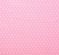 Bavlněné plátno bílé kytičky s puntíkem uprostřed na růžové 