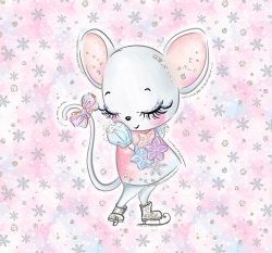 Panel myška Stydlín v bruslích na růžové