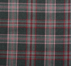 Kostýmová látka potisk šedá kostka s růžovým lemováním