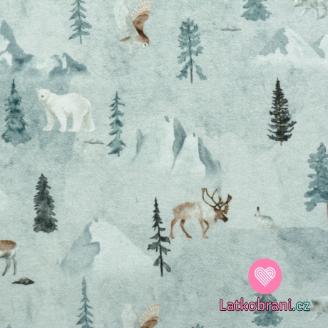 Úplet polární zvířátka na šedé 