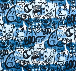 Teplákovina graffiti na modrobílé 