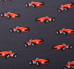 Teplákovina potisk červená formule na tmavě šedé