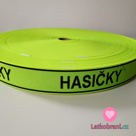Pruženka šlová "hasičky" neonově žlutá, černý text