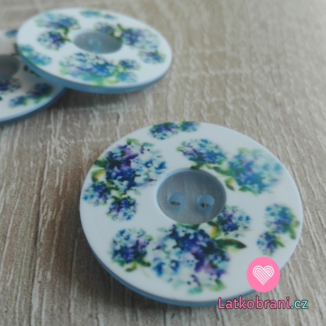 Knoflík modro - bílý vrstvený šeřík