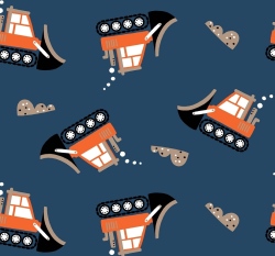 Úplet potisk buldozery na námořnicky modré