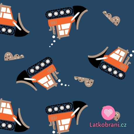 Úplet potisk buldozery na námořnicky modré