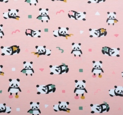 Úplet potisk hravá panda na růžové, BIO