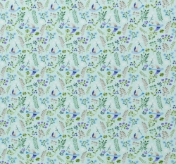 Úplet potisk vlaštovky mezi jarním kvítím na mintové