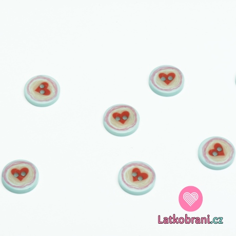 Knoflík modrý se srdíčkem v kolečku