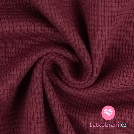 Bavlněný vaflový úplet jednobarevný bordó