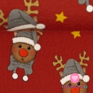 Teplákovina potisk sob Rudolf na červené, lehce počesaná