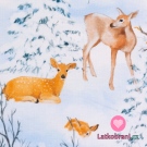 Úplet potisk srna a koloušek v zasněženém lese