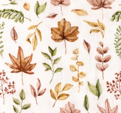 Dvojitá gázovina/mušelín listy na bílé 