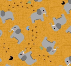 Úplet potisk sloníci a ptáčci na hořčicové
