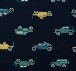 Úplet potisk terénní auta na tmavě modré