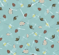 Úplet potisk ježeček s kamarády na světle modré 