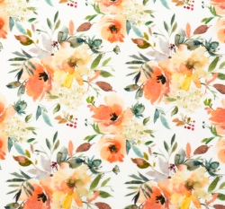 Teplákovina květiny s listy na bílé 