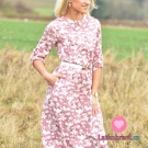 Viskóza potisk bílé květiny na starorůžové, hedvábný efekt