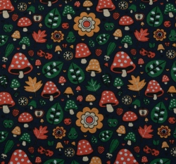 Warmkeeper potisk muchomůrky s listy na námořnicky modré 