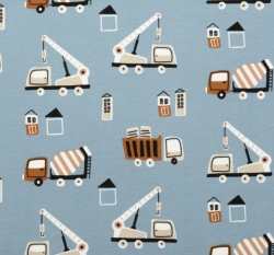 Úplet stavební vozidla na zaprášené modré 