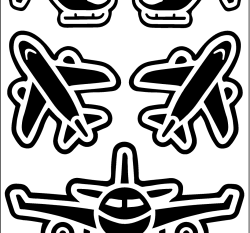 Černá nažehlovačka letadla (5ks)