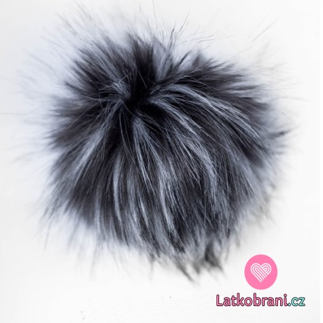 Bambule na čepici černý, bílý šedý chlup