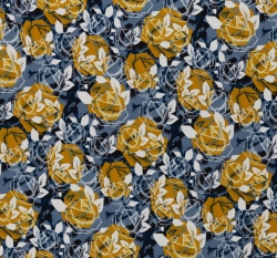 Teplákovina potisk květiny v podzimních barvách, v okrovo - šedých tónech