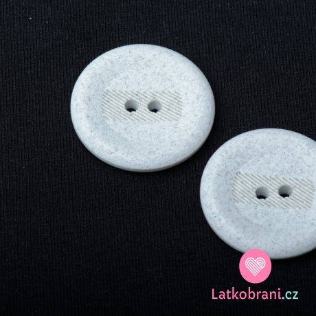 Knoflík kropenatý, světle šedý, střed pruhovaný - velký