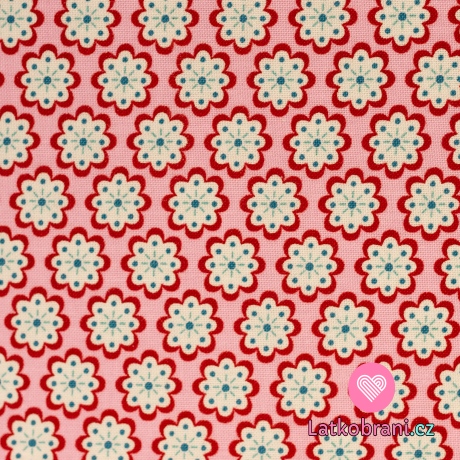 Bavlněné plátno kvítečka na růžové