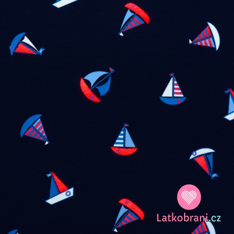 Úplet potisk plachetnice na námořnicky modré
