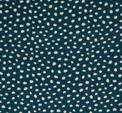 Viskóza potisk nepravidelné puntíky na petrolejové modré
