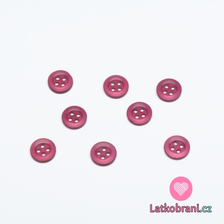 Knoflík kulatý, čtyřdírkový vínový