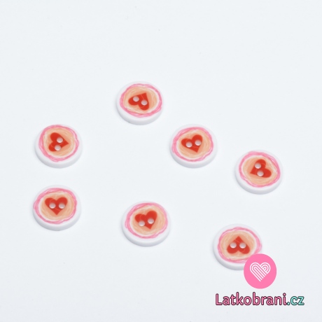 Knoflík bílý se srdíčkem v kolečku