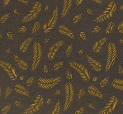 Žakárový úplet hořčicové větvičky na tmavě šedé