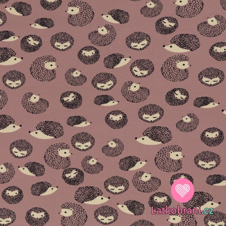Úplet potisk ježečci v klubíčku na starorůžové 